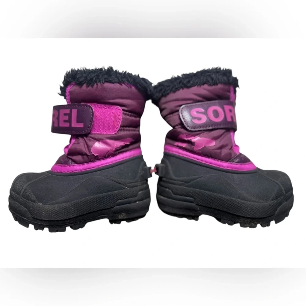 Sorel toddler Snow Commander Kids Snow Boot black/Groovy Pink US 5